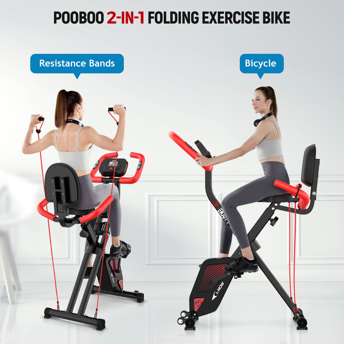 3in1 Foldable Exercise Bike Indoor Cycling Bike Magnetic Stationary Bike 300lb A4845