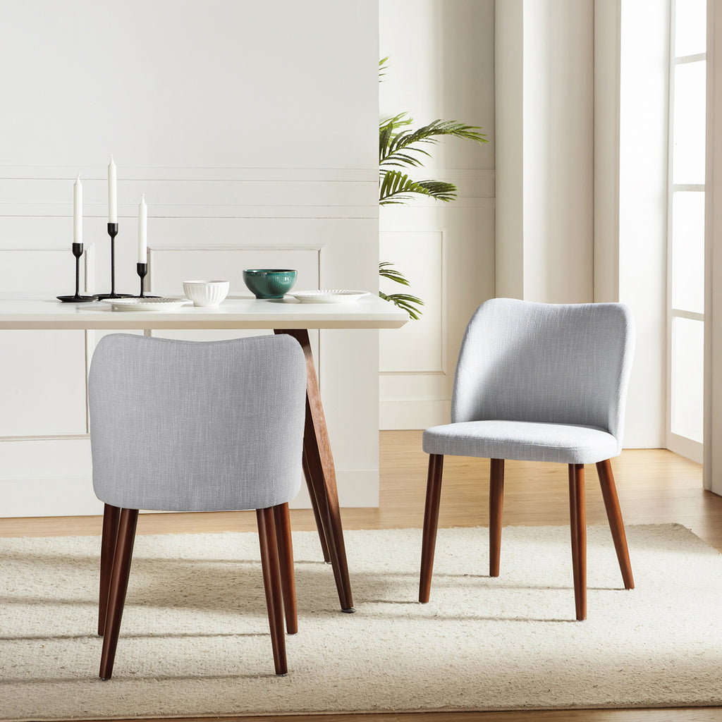 Gray Fabric Upholstered Dining Chairs Set of 2 S5742