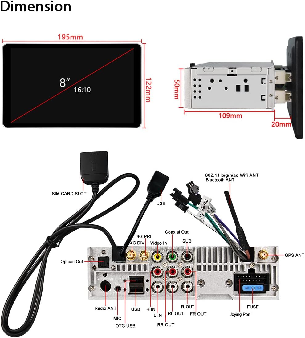 8 Inch Single Din Android Car Stereo with CarPlay and Android Auto Q8394