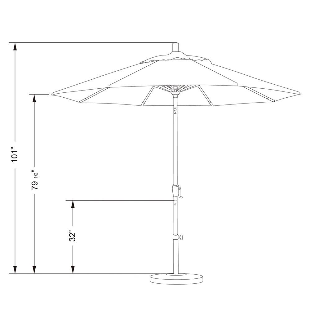 Black Aluminum Push Tilt Patio Umbrella N1957