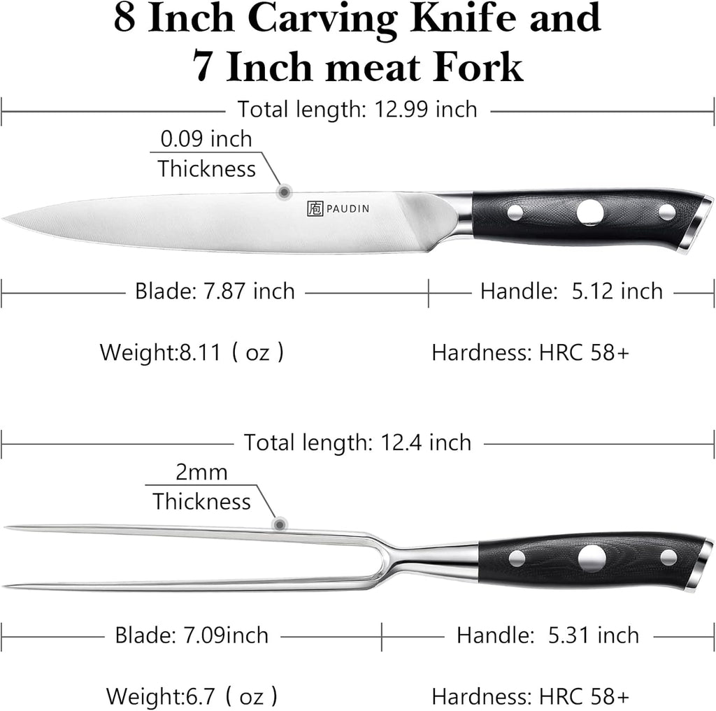 Carving Knife and Fork Set, German High Carbon Stainless Steel, Full Tang K596656