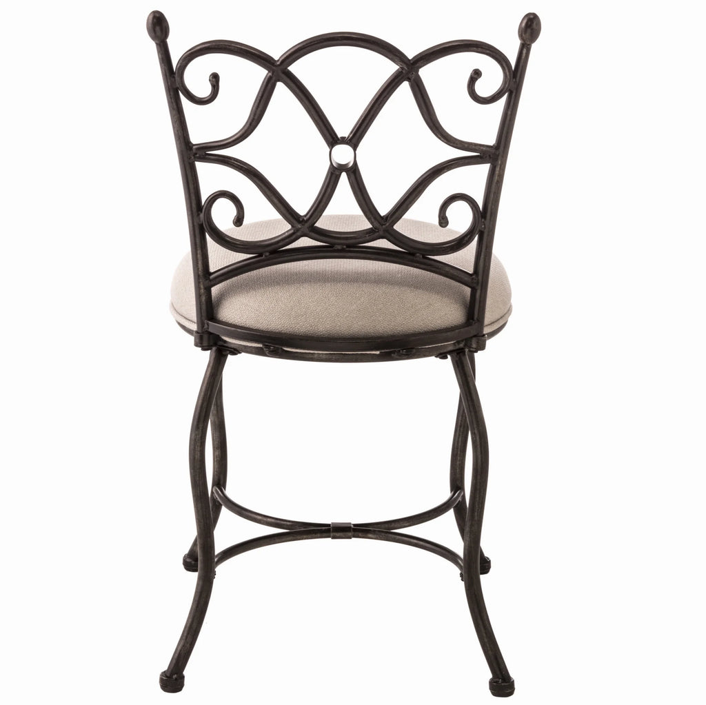 Rubbed Gray Metal Vanity Stool M412