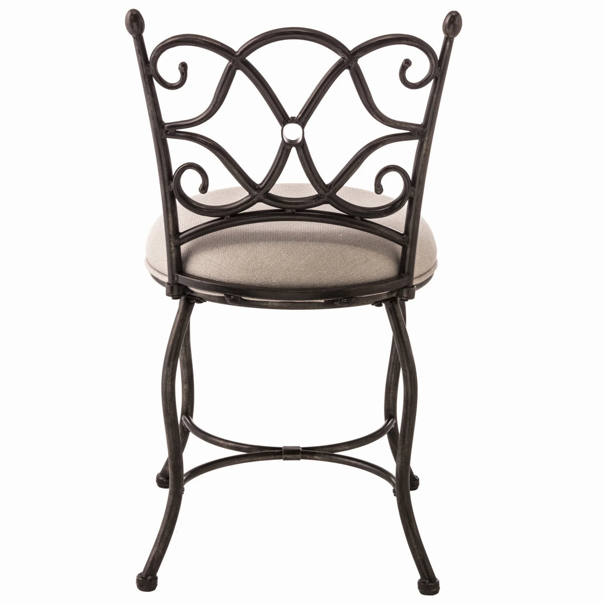Rubbed Gray Metal Vanity Stool M412