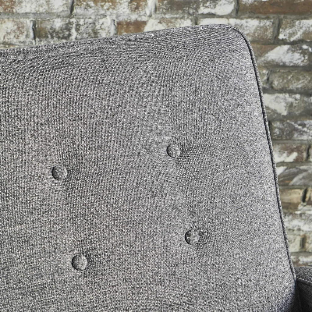 Grey Black Buttoned Fabric Reclining Loveseat F15642