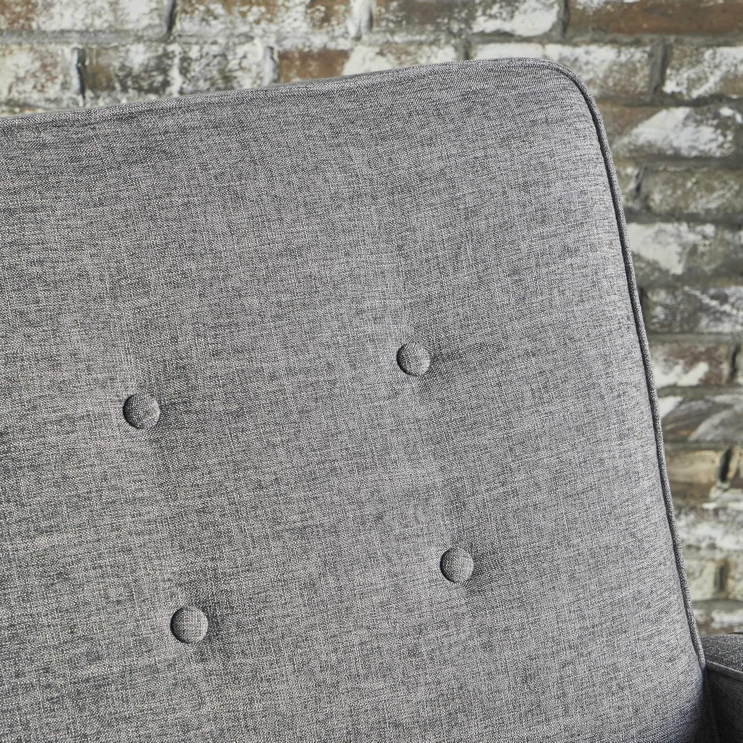 Grey Black Buttoned Fabric Reclining Loveseat F15642