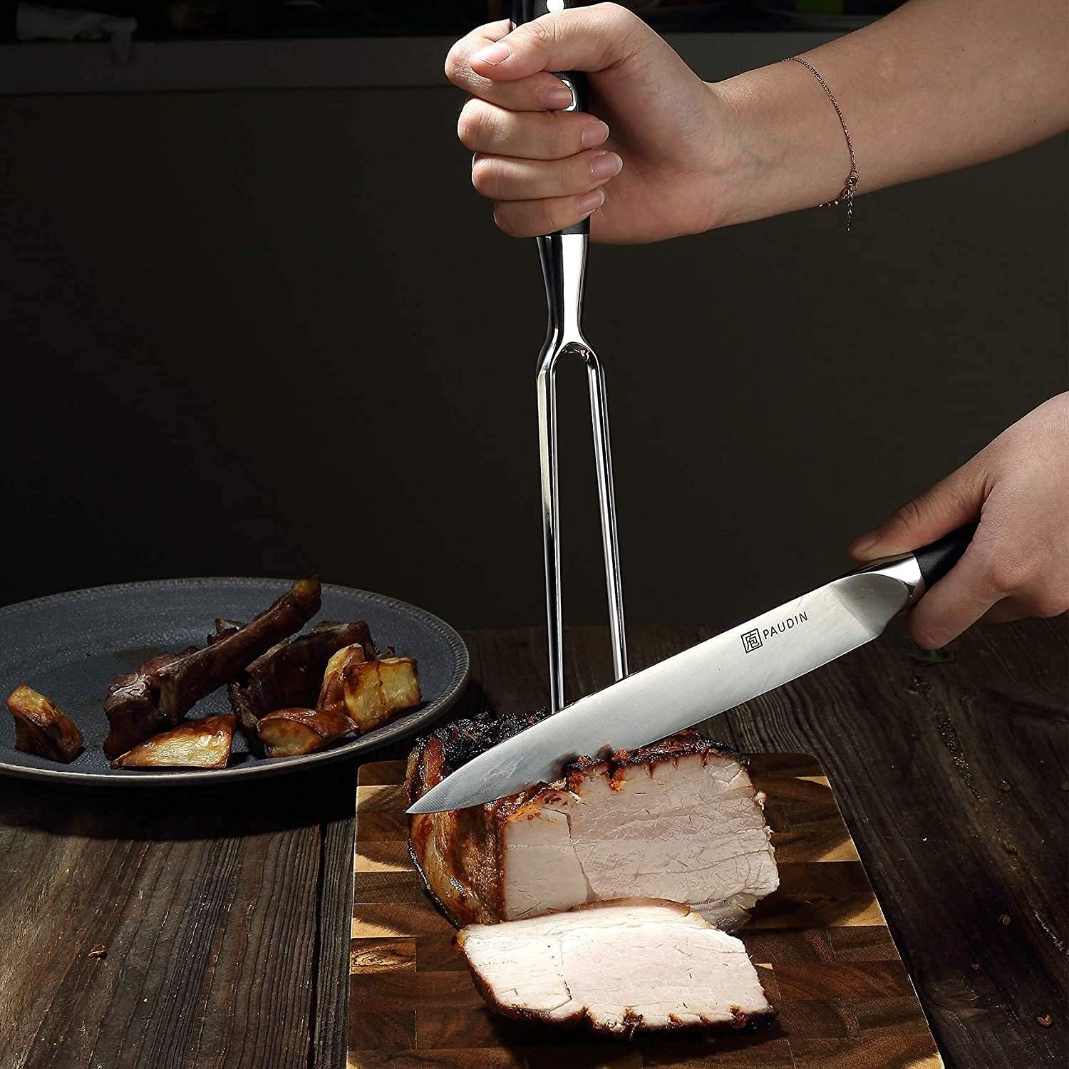 Carving Knife and Fork Set, German High Carbon Stainless Steel, Full Tang K596656