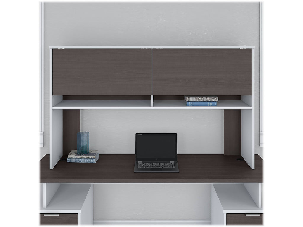 White Storm Gray Desk Hutch U448