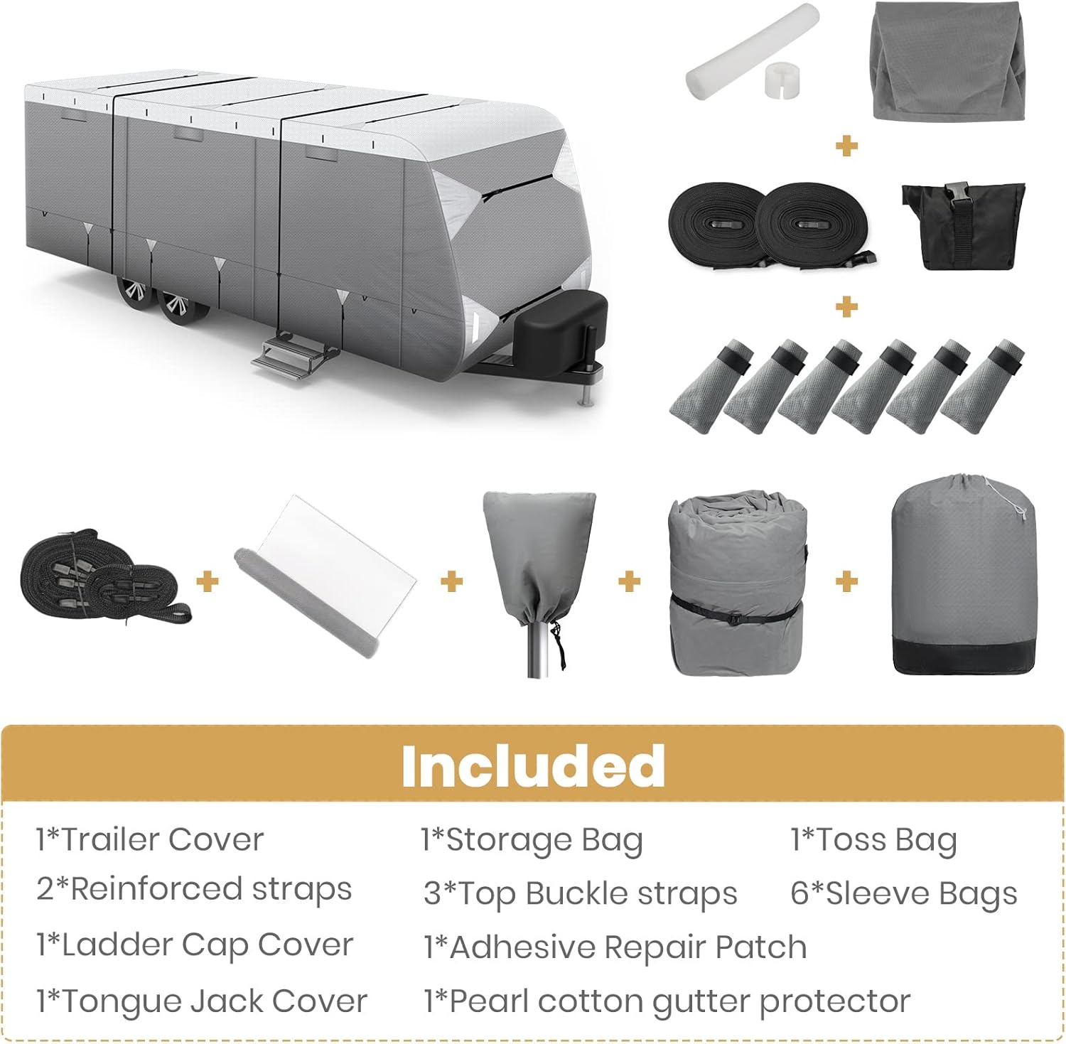 Waterproof Travel Trailer RV Cover with Cotton Lining R90046
