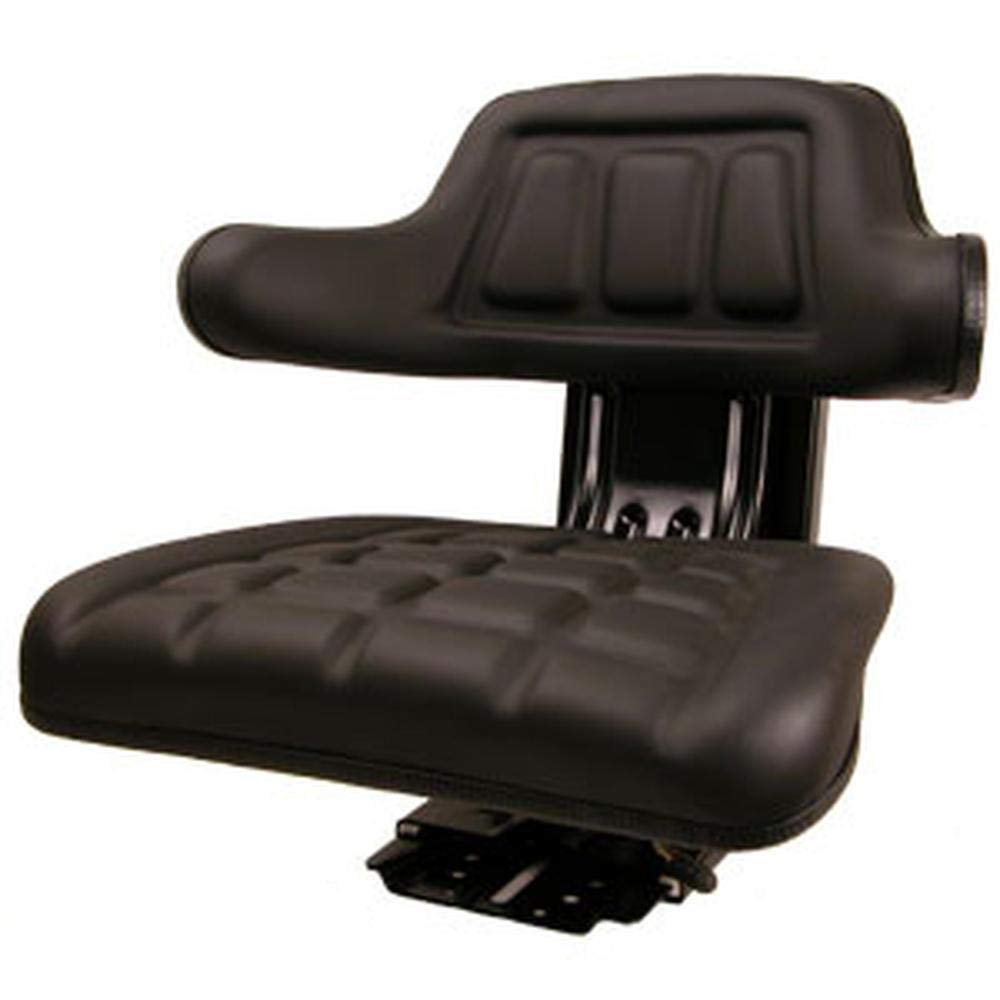 Black Universal Tractor Seat with Full Suspension and Adjustable Angle Base F850