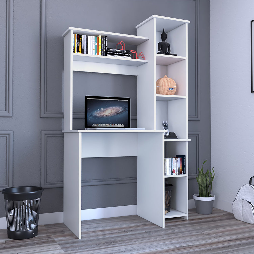 White Writing Desk with Five Shelves F2361