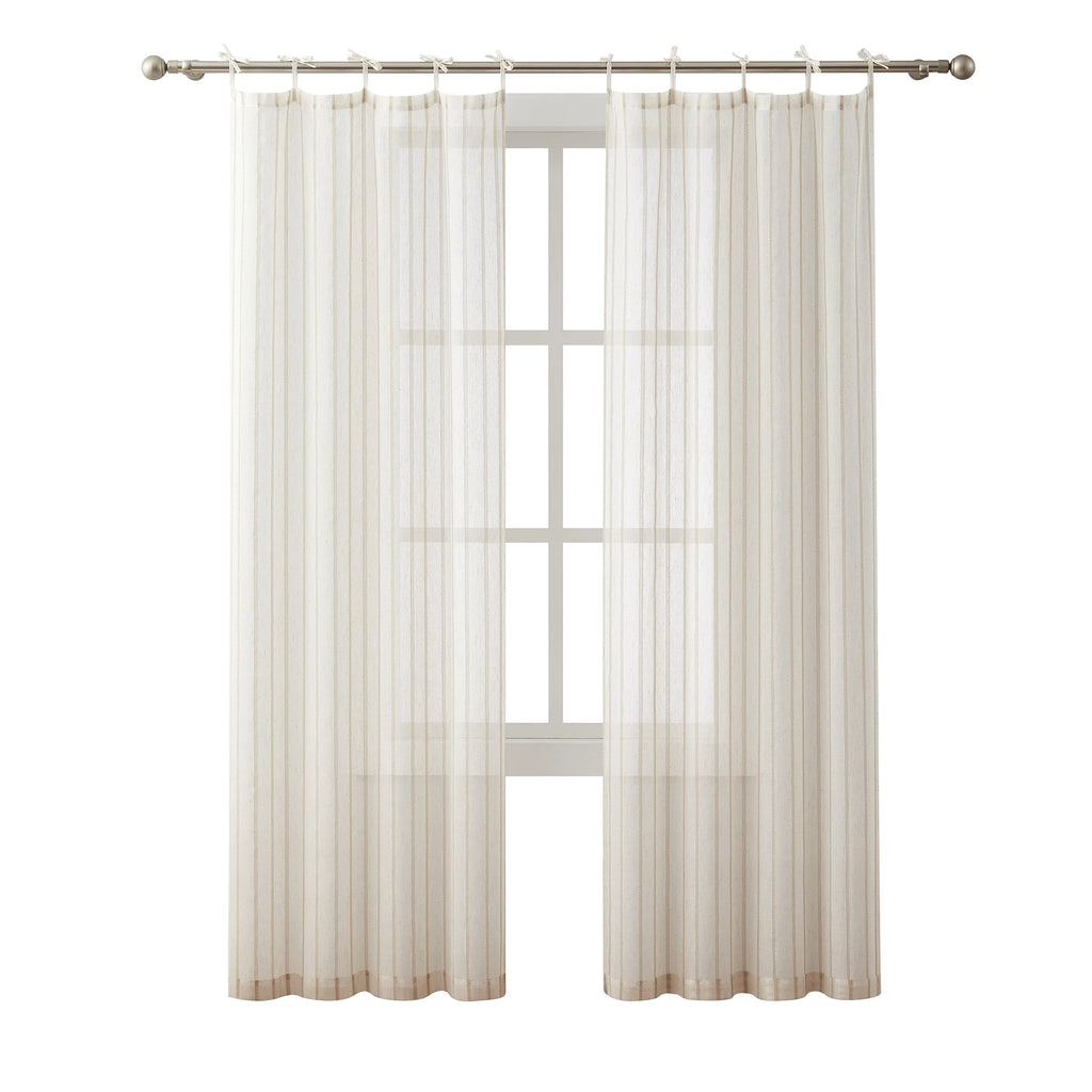 Taupe Light Filtering Tie Top Curtain Panel Pair, 76" x 95" G5798