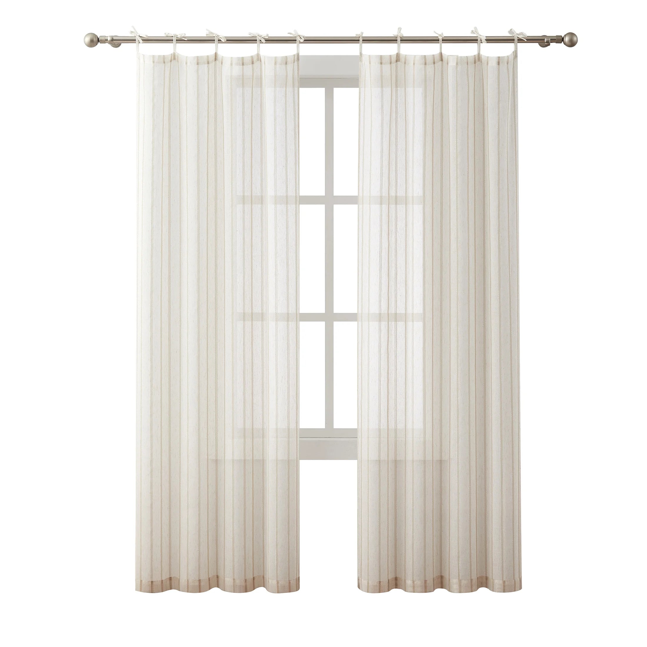 Taupe Light Filtering Tie Top Curtain Panel Pair, 76" x 95" G5798