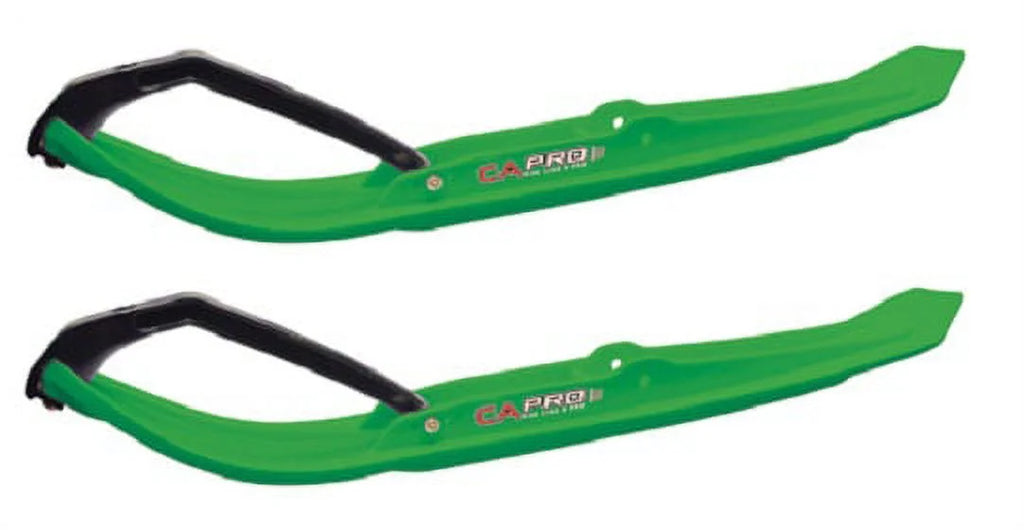 Green MTX Snowmobile Skis with 6" Round Bars Complete Kit D8875