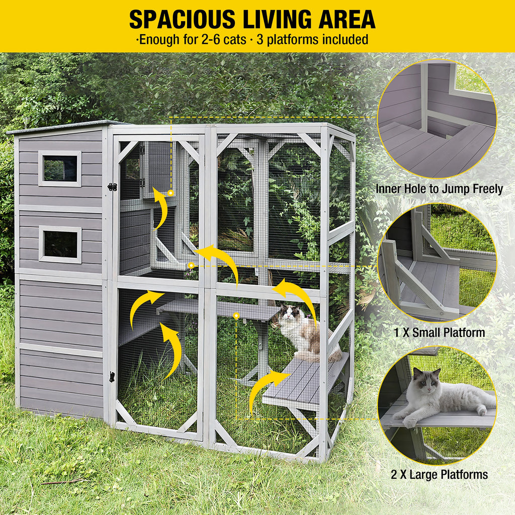 70''H 4 Tiers Outdoor Cat Cage B642296