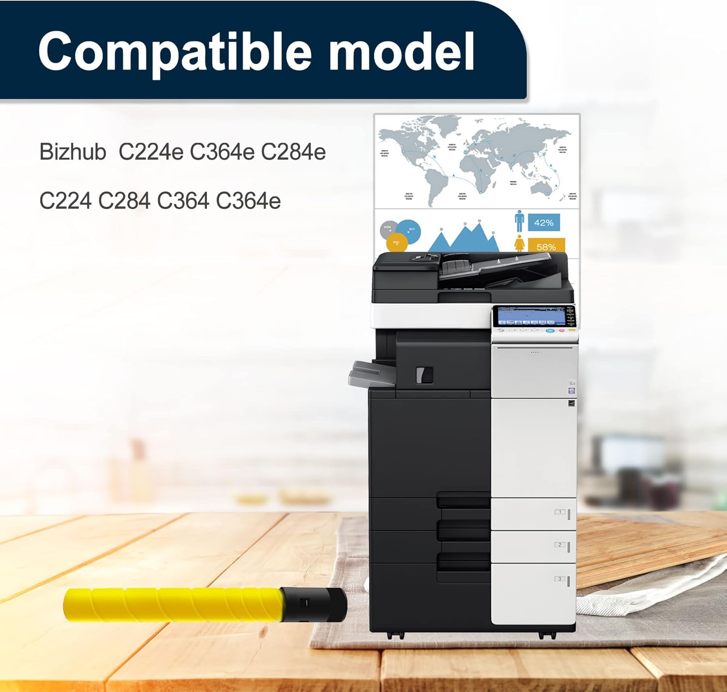 Yellow 2 Packs Compatible Toner Cartridge TN321 for Bizhub C224e C364e C284e C224 C284 C364 C364e Printer L204040