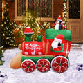 6.5FT Multi-Colored Christmas Penguins In The Train Inflatable I917971