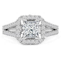 2.14 CTW Princess Diamond Radiant Halo Engagement Ring in 14K White Gold Z4900