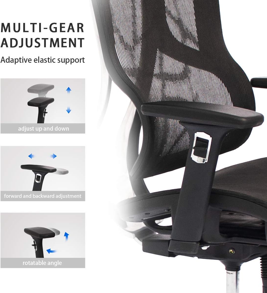 Black Ergonomic Mesh High Back Office Chair with Adjustable Headrest and Armrest T266647