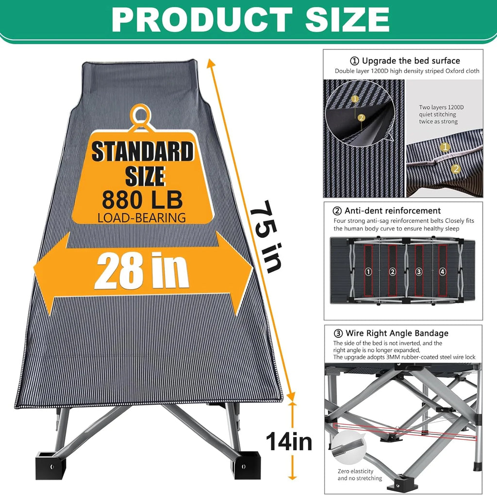 Folding Camping Cot with Mattress and Carry Bag A19949