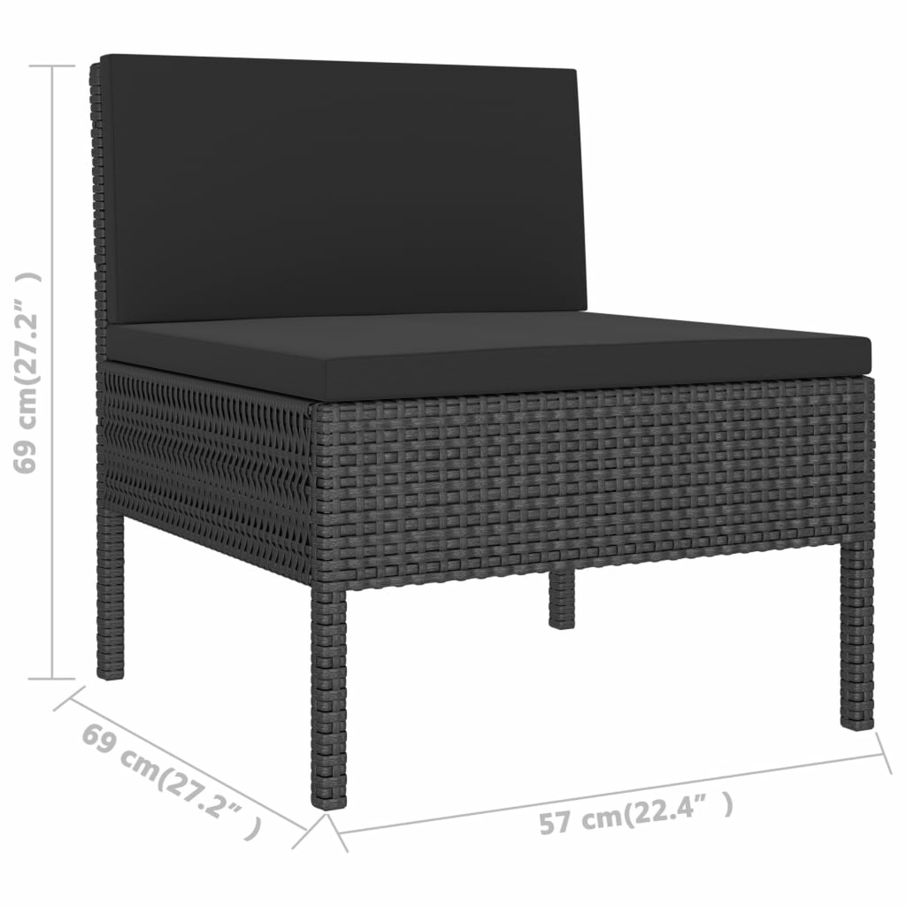 3 Piece Poly Rattan Outdoor Sectional Sofa Set with Cushions Steel Frame M40522