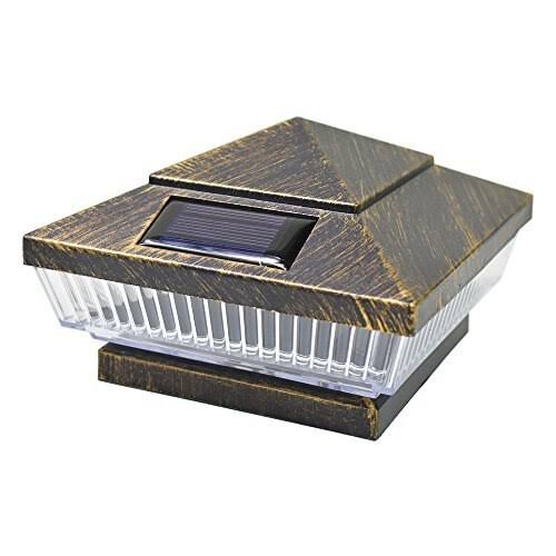 Vintage Bronze Outdoor 4 x 4 Solar 5-LED Post Deck Cap Square Fence Light H359