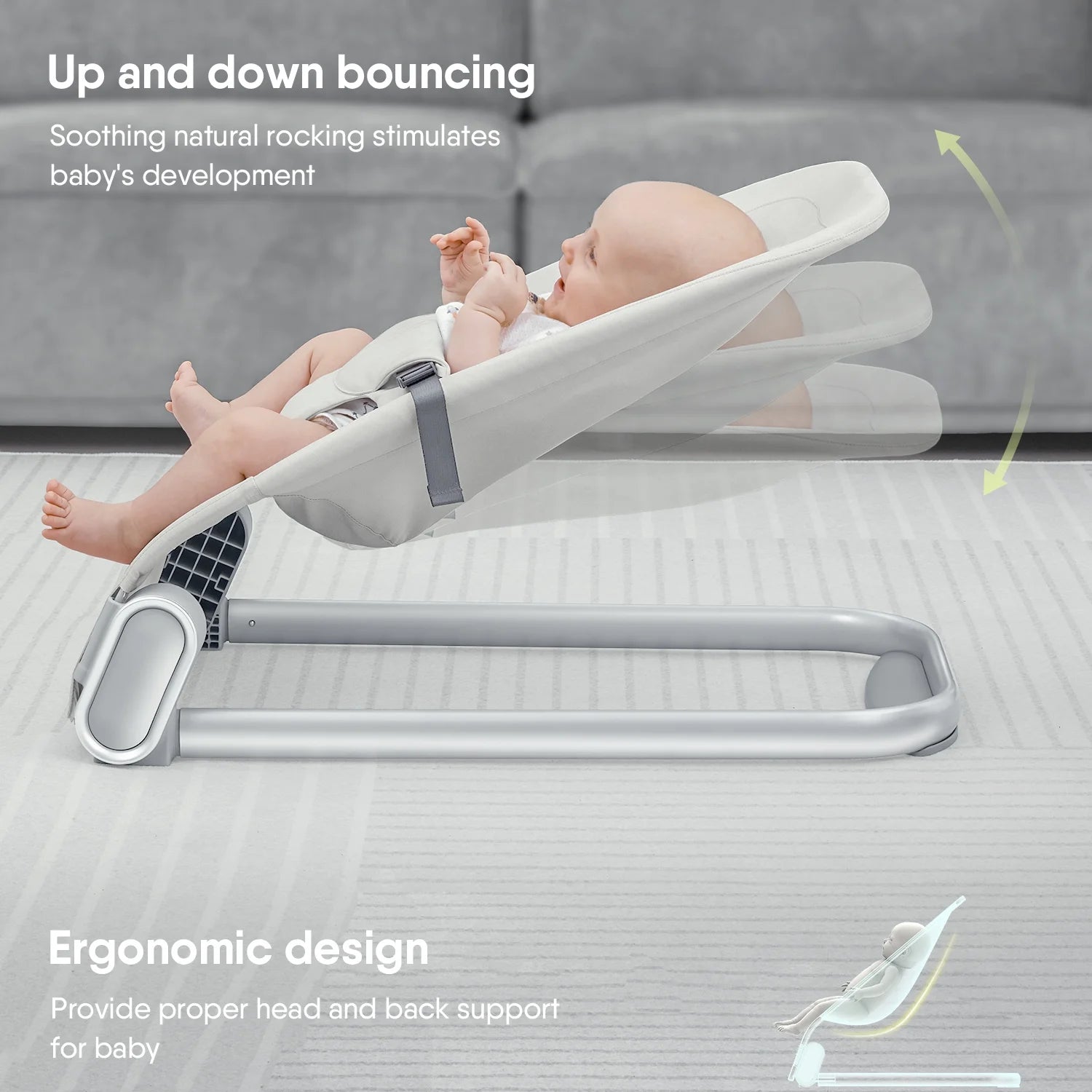 Beige Portable Baby Bouncer Seat D211836