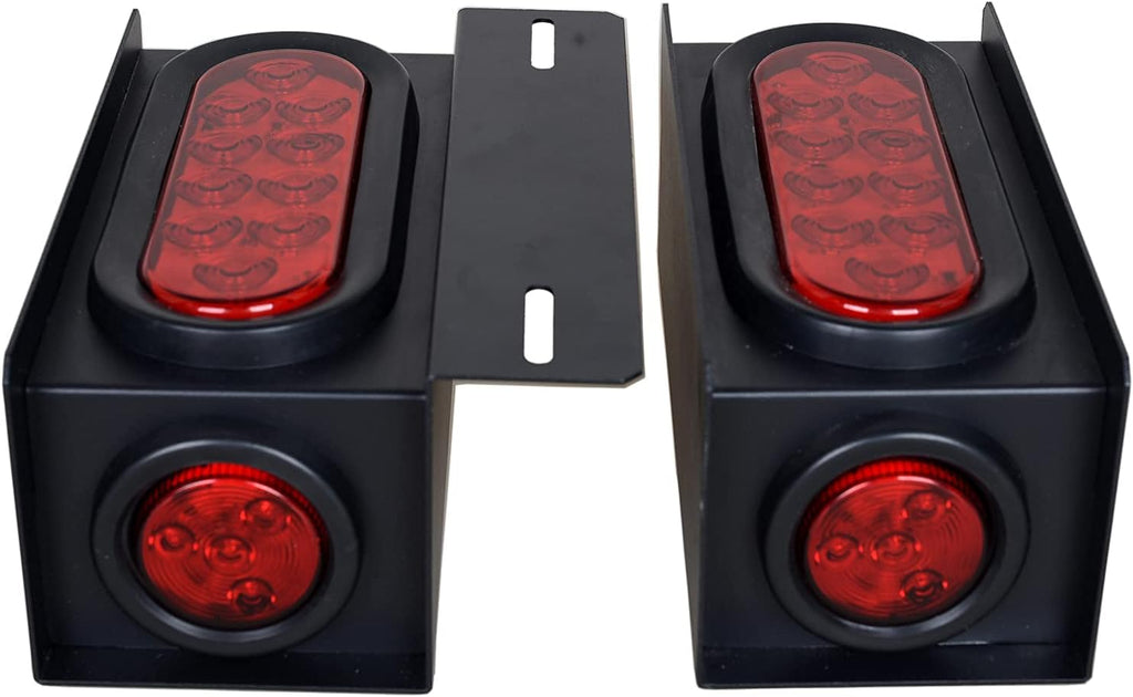 6Inch Oval Red Trailer Tail LED Lights and 2 Inch Round Red Side Marker Lights with Wire Connectors, Pack of 2 B929