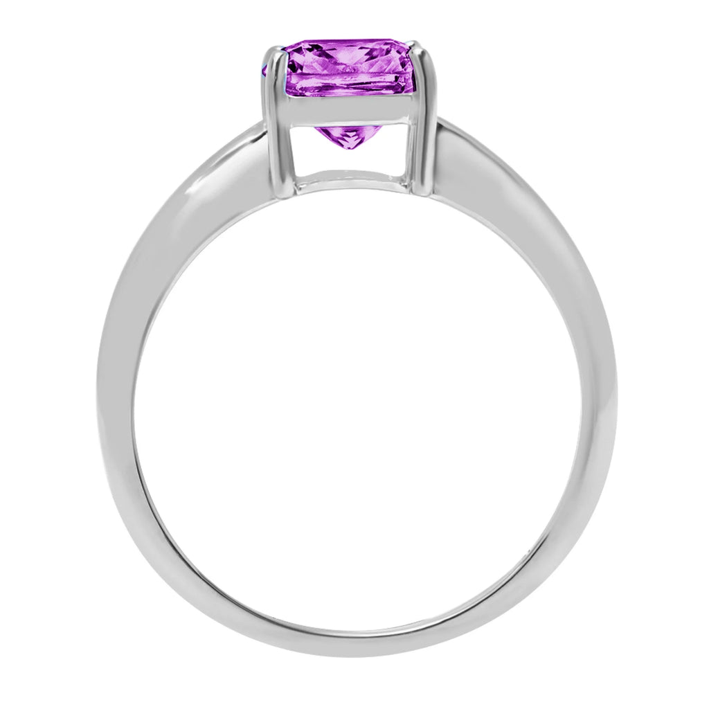 1.0ct cushion cut simulated alexandrite 18k white gold ring size 3.75 Z264