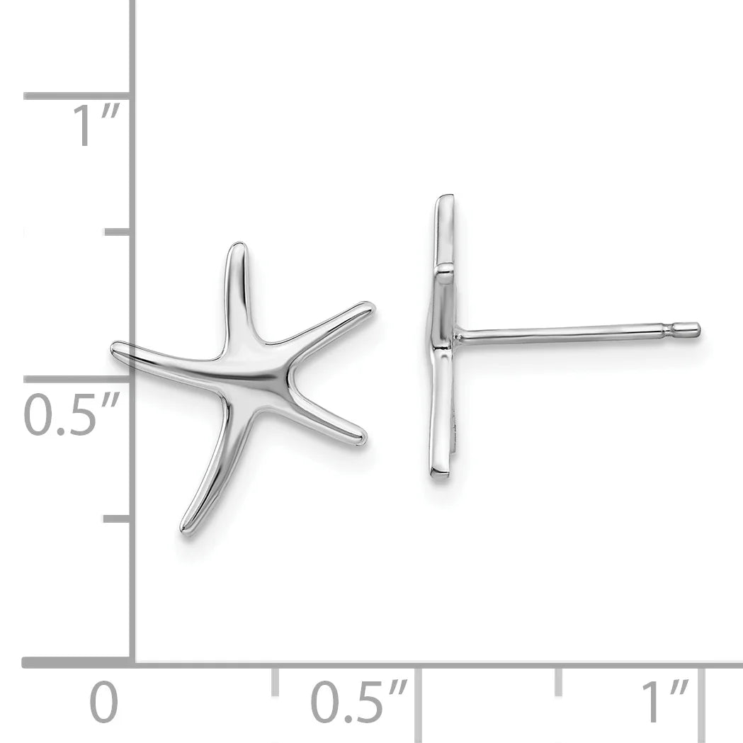 10K White Gold Polished Mini Starfish Earrings O842245