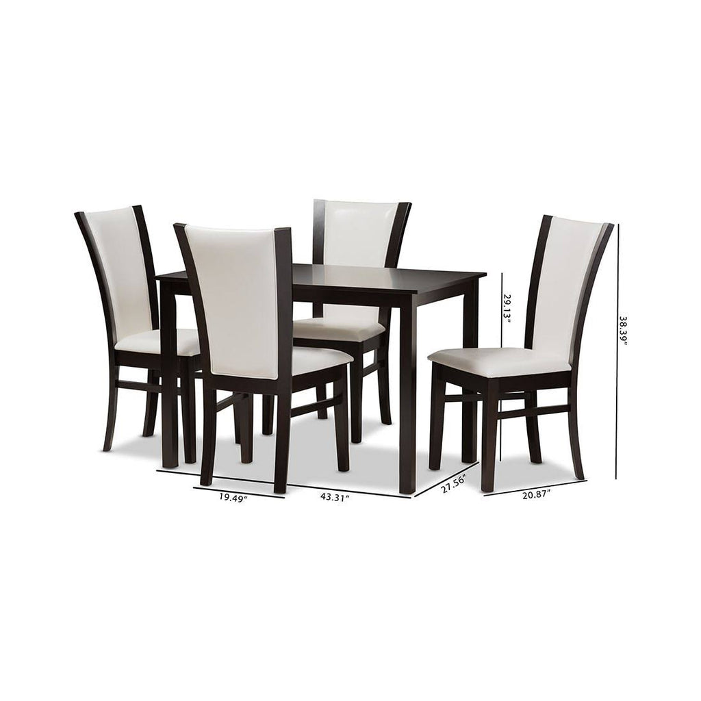 5-Piece White Faux Leather Dining Set P430