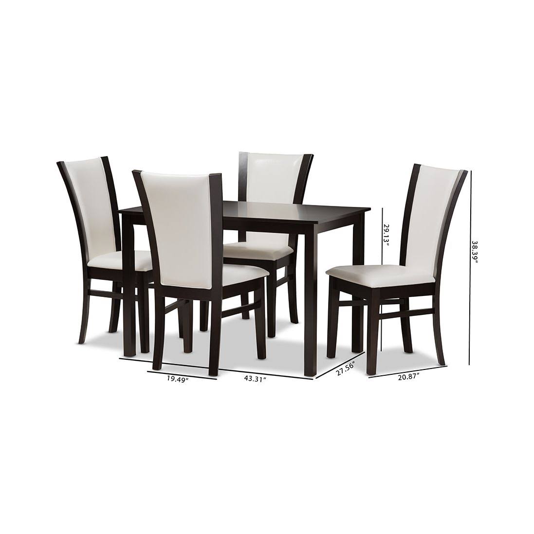 5-Piece White Faux Leather Dining Set P430