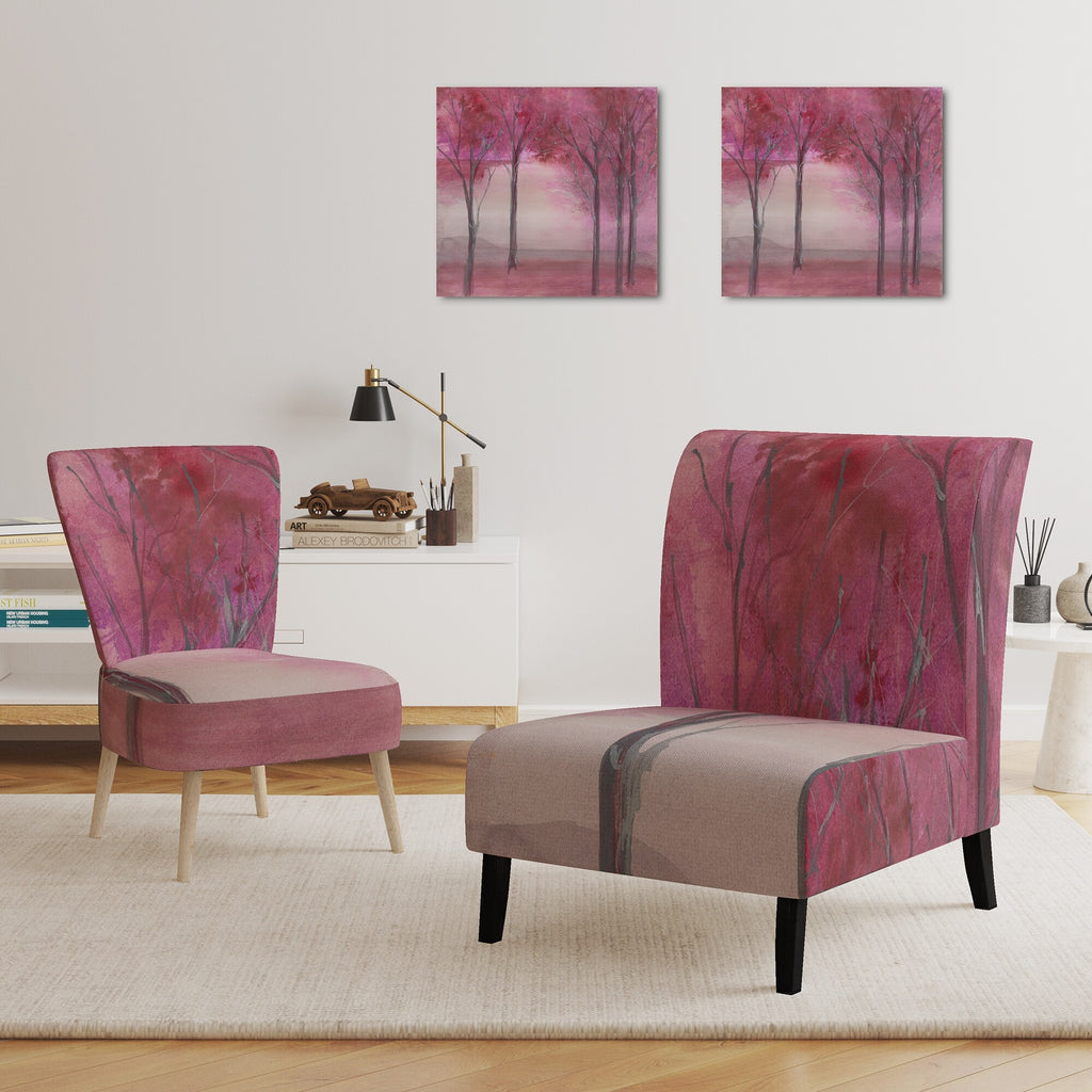 Pink Forest Upholstered Traditional Accent Chair V582
