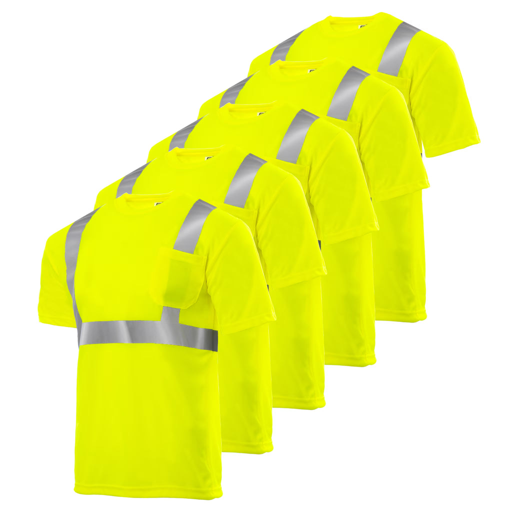 5-Pack Hi-Vis Short-Sleeve Work Safety T-Shirt U128444