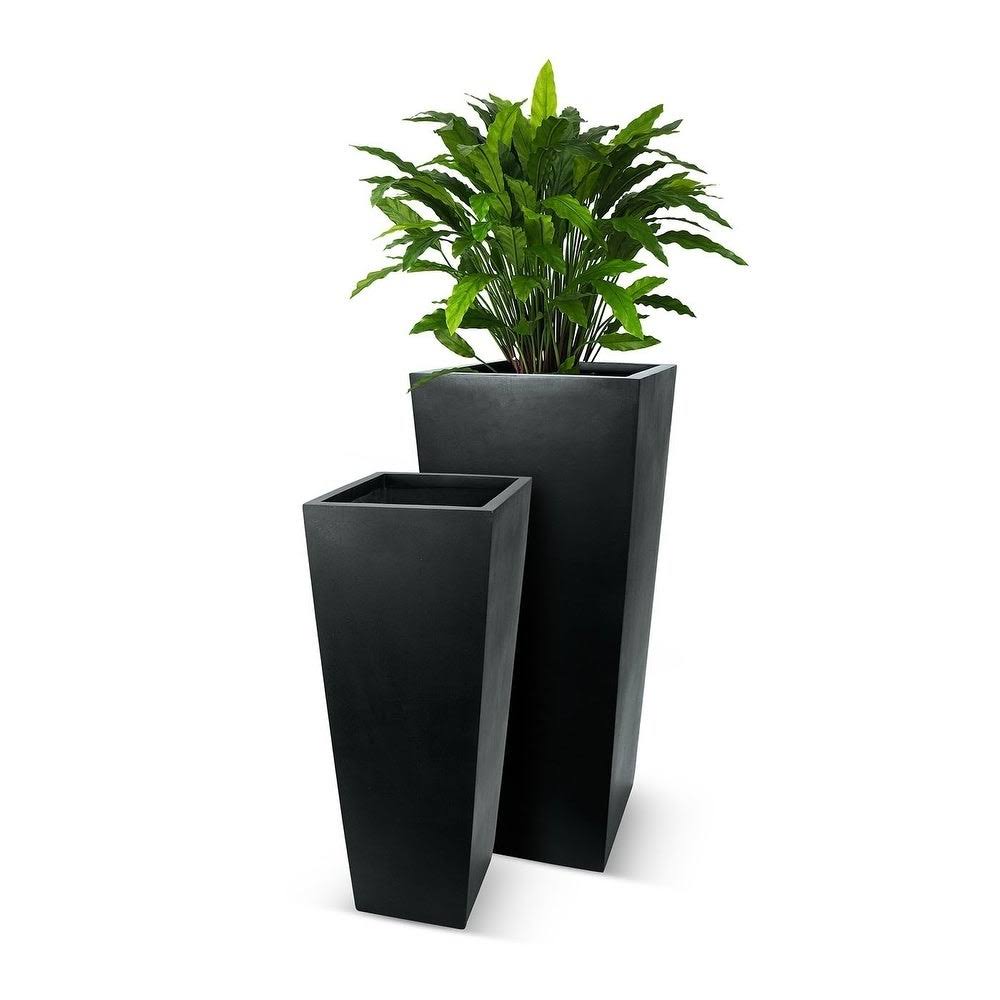 White Tapered Fiberstone Pot W540