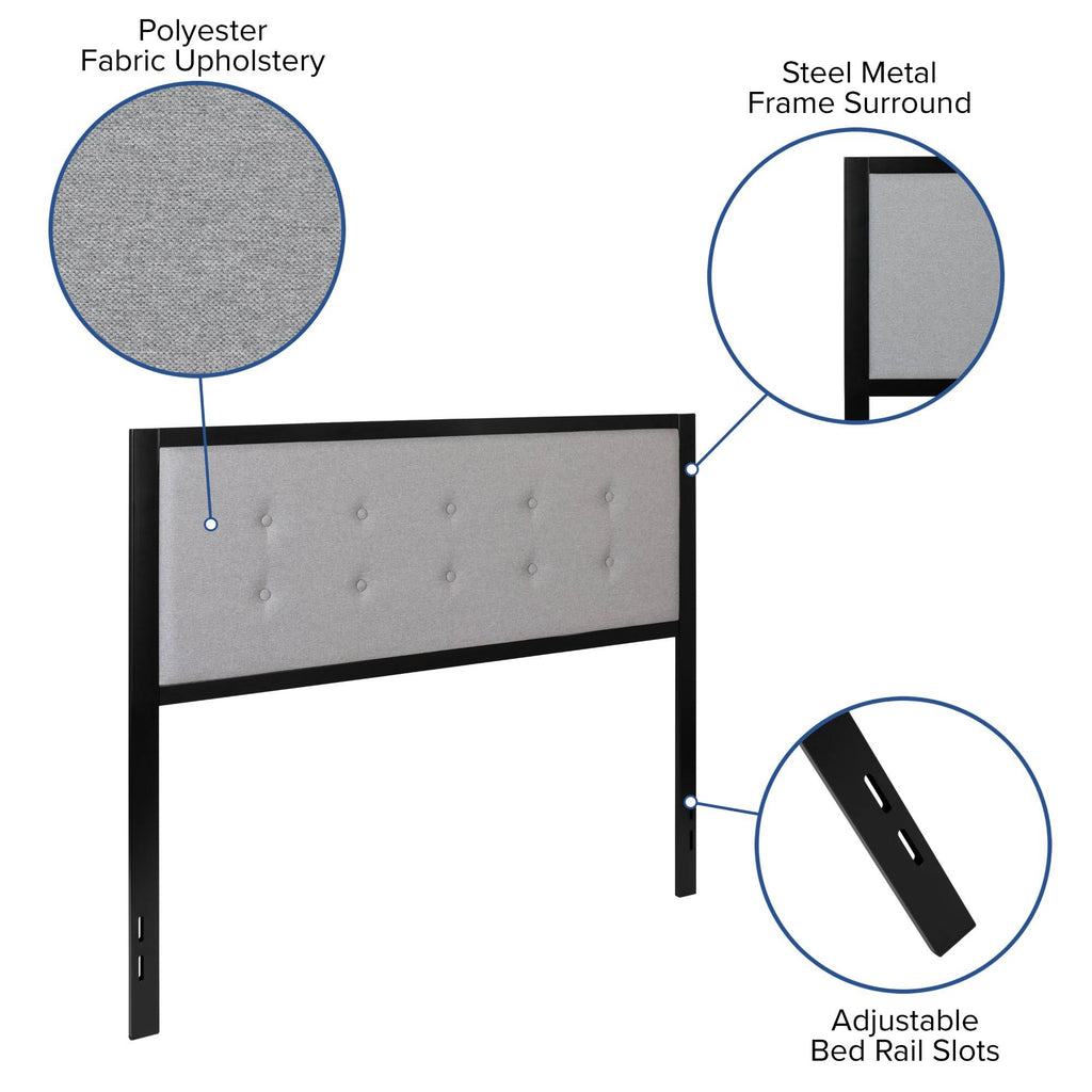 Queen Size Fog Gray Button Tufted Headboard D731760