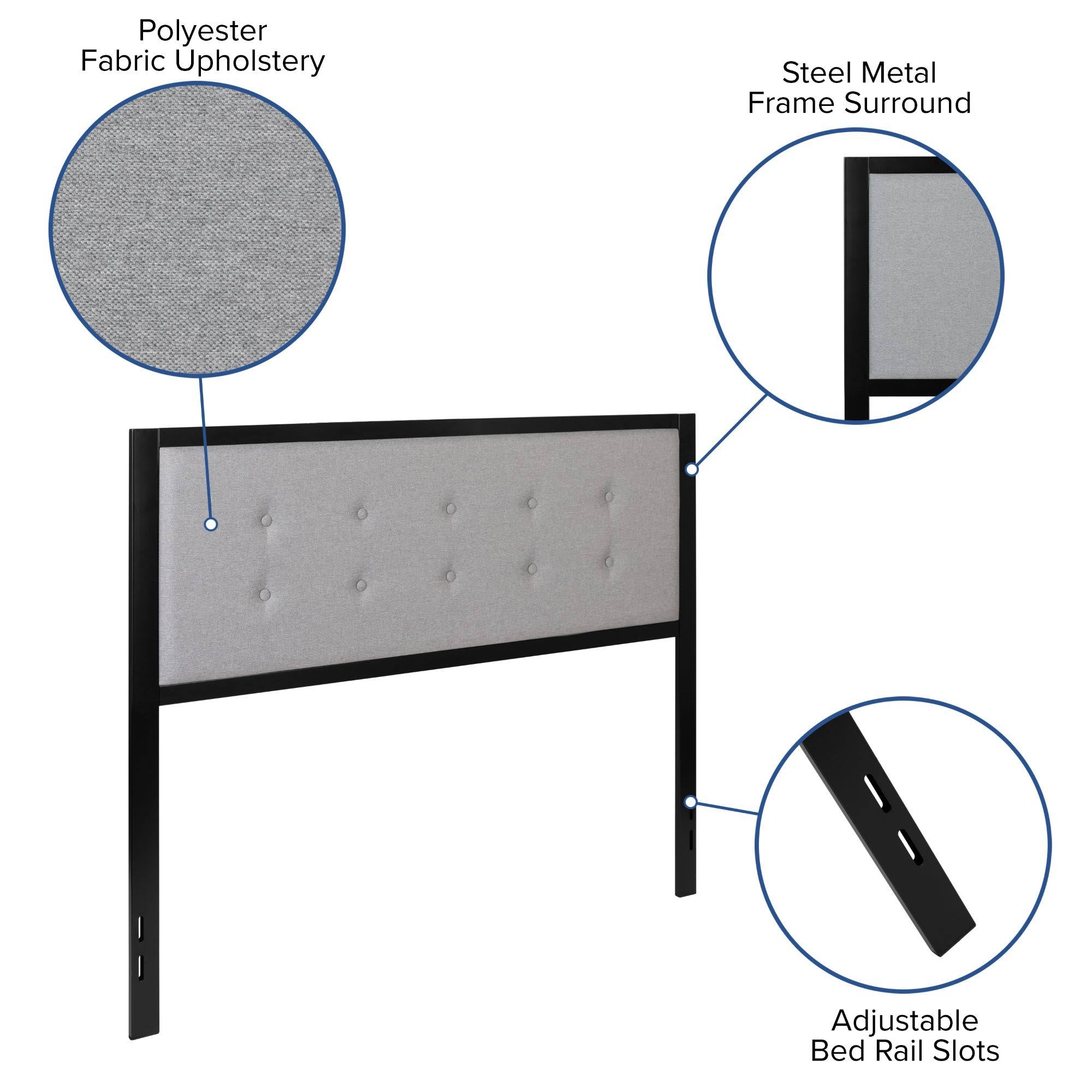 Queen Size Fog Gray Button Tufted Headboard D731760