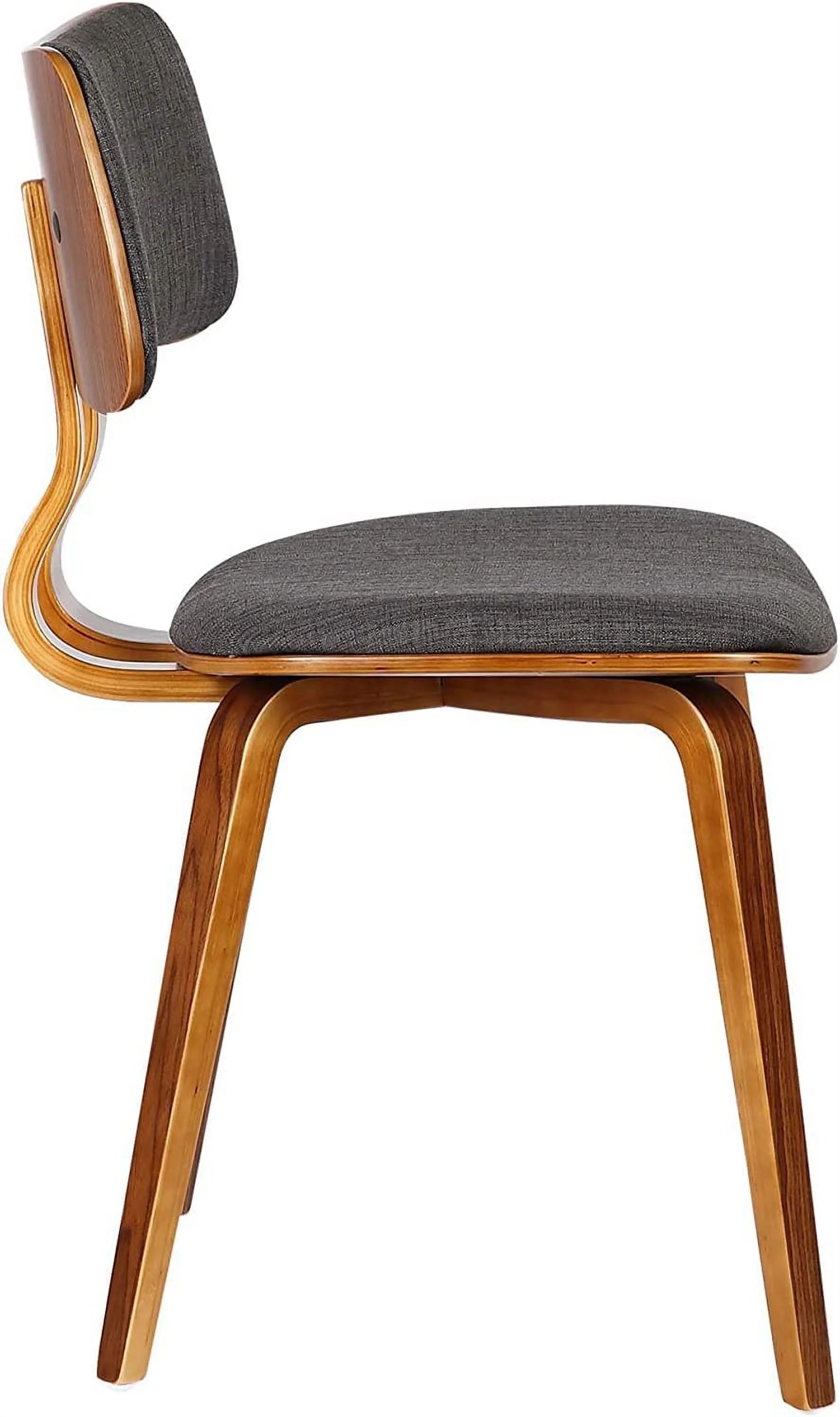 Walnut Wood & Charcoal Fabric Mid-Century Dining Chair F9265