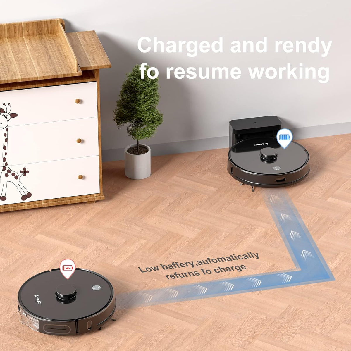 S8 Robot Vacuum and Mop Cleaner, 3500Pa Suction, App and Alexa Compatible I993182