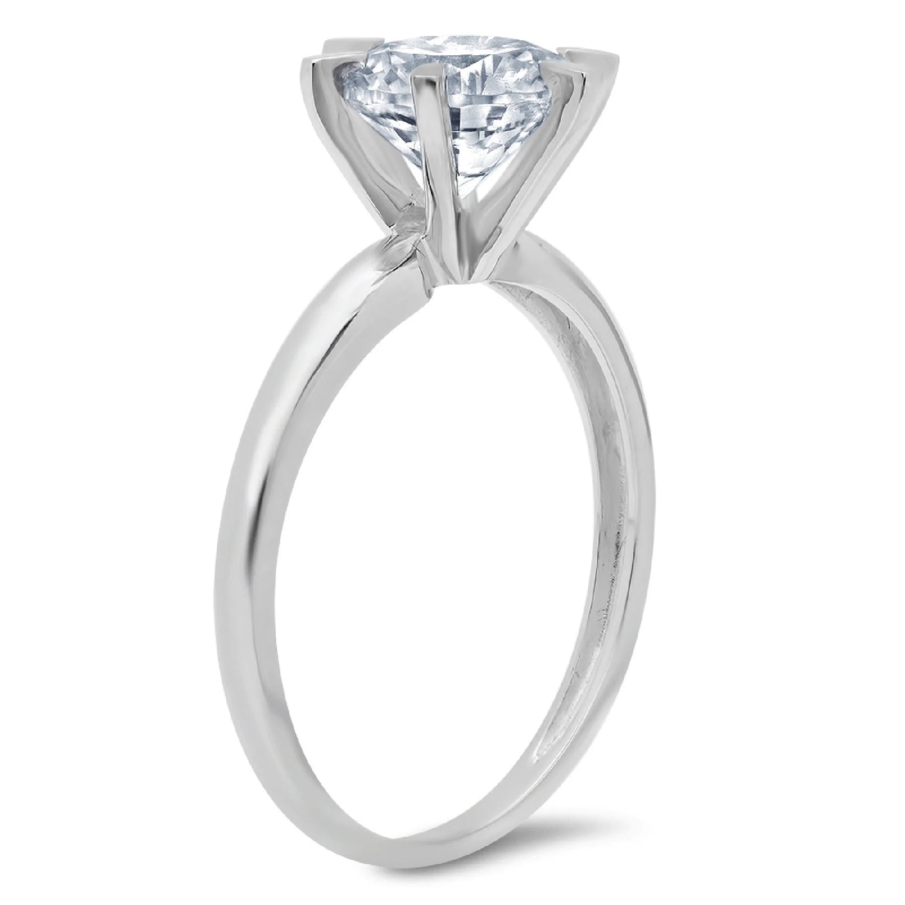 18K White Gold Solitaire Ring SZ 6.75 H60951