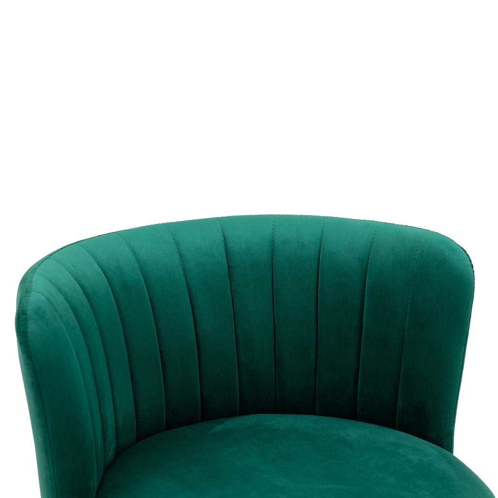 Emerald Velvet Swivel Bar Stools Set of 2 with Back Wood Legs Footrest Counter Height Armless Tall Stool N99234