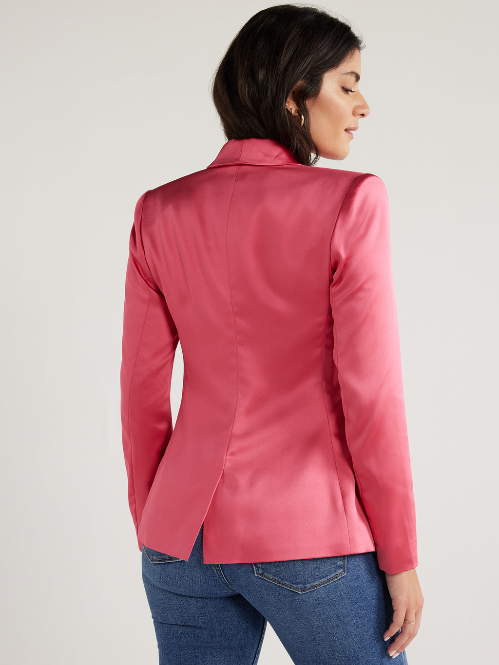 Stretch Satin Double Breasted Blazer G35500