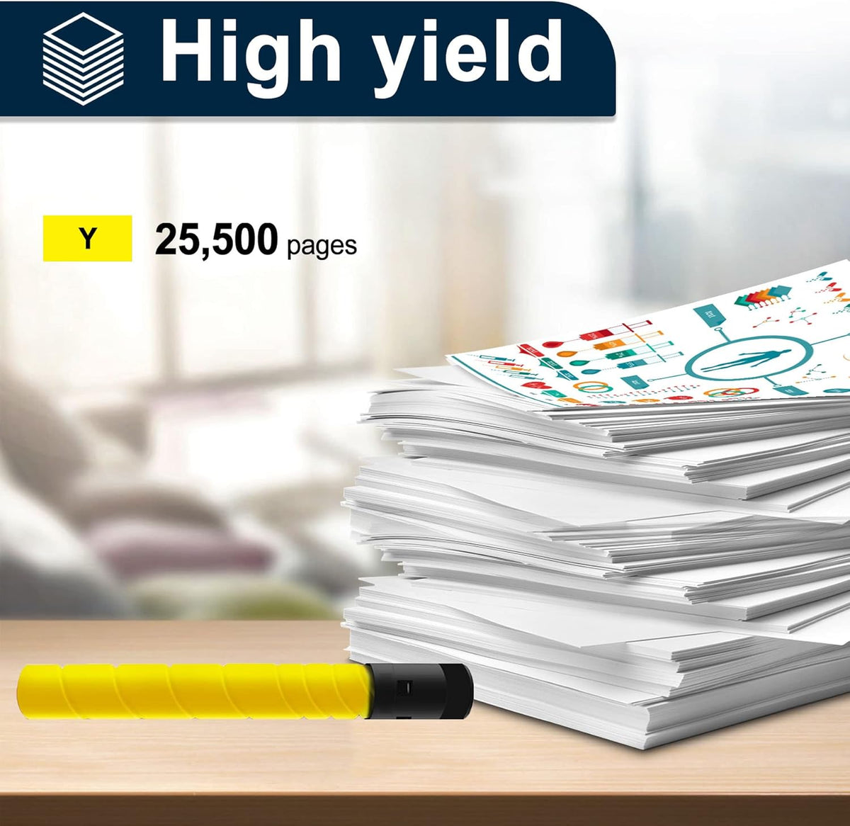 Yellow 2 Packs Compatible Toner Cartridge TN321 for Bizhub C224e C364e C284e C224 C284 C364 C364e Printer L204040