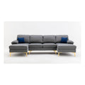 Gray Fabric Linen Blend Sectional Sofa with Chaise B290227