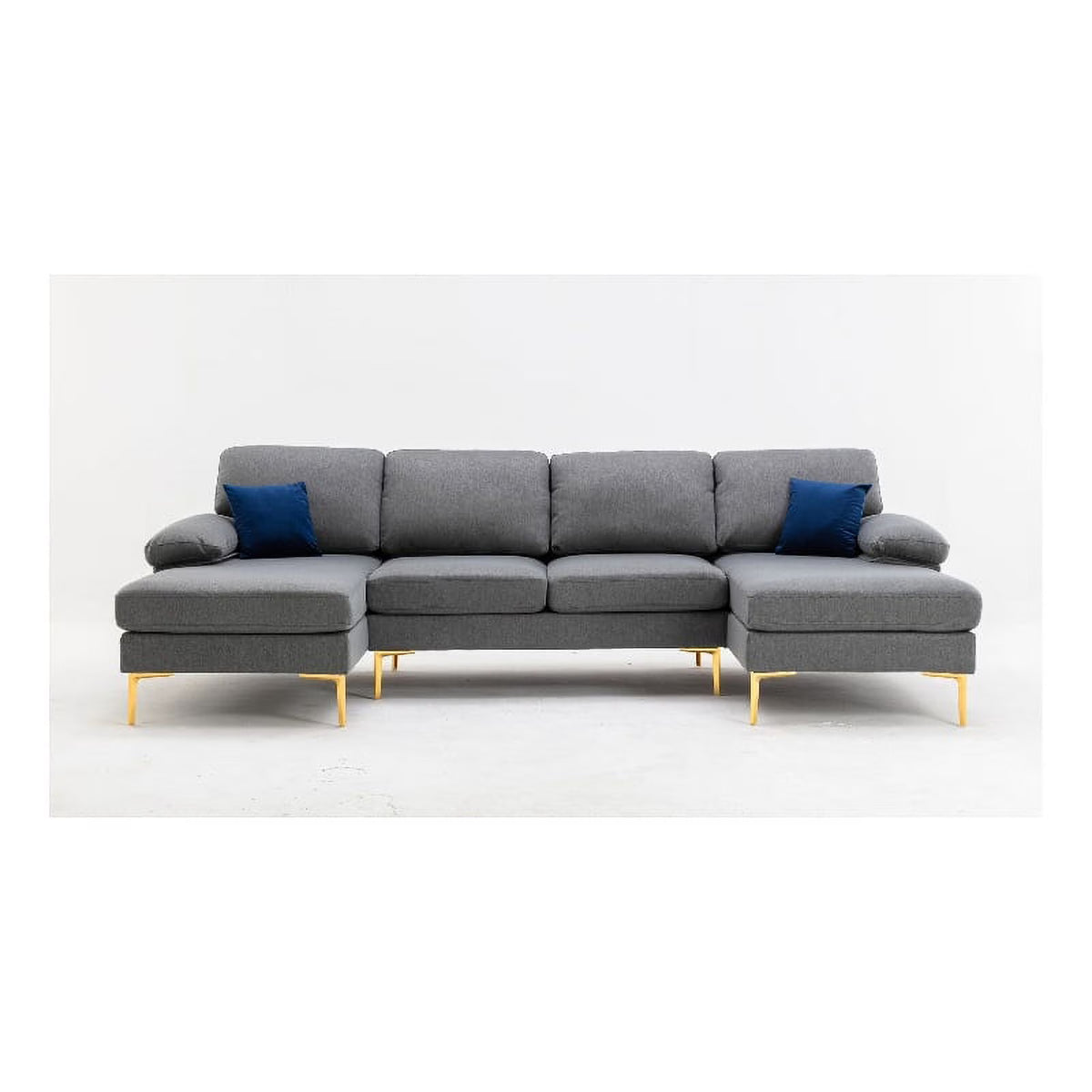 Gray Fabric Linen Blend Sectional Sofa with Chaise B290227