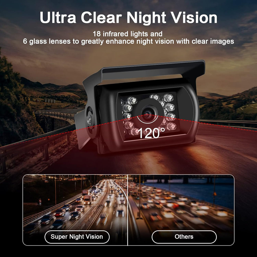 RV Backup Camera with 7 Inch Monitor Kit 18 IR LED Rear View Camera Q257075