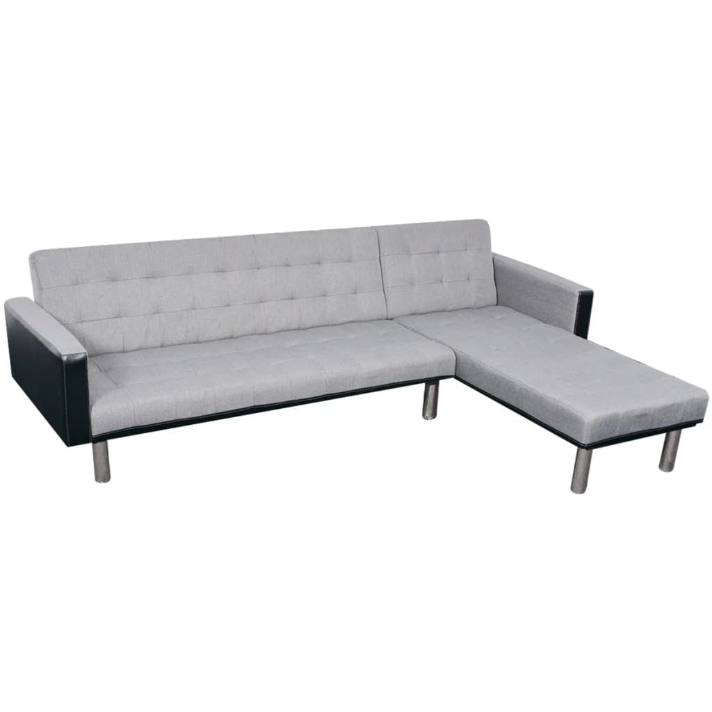 L-shaped Sofa Bed Fabric Black and Gray O73806