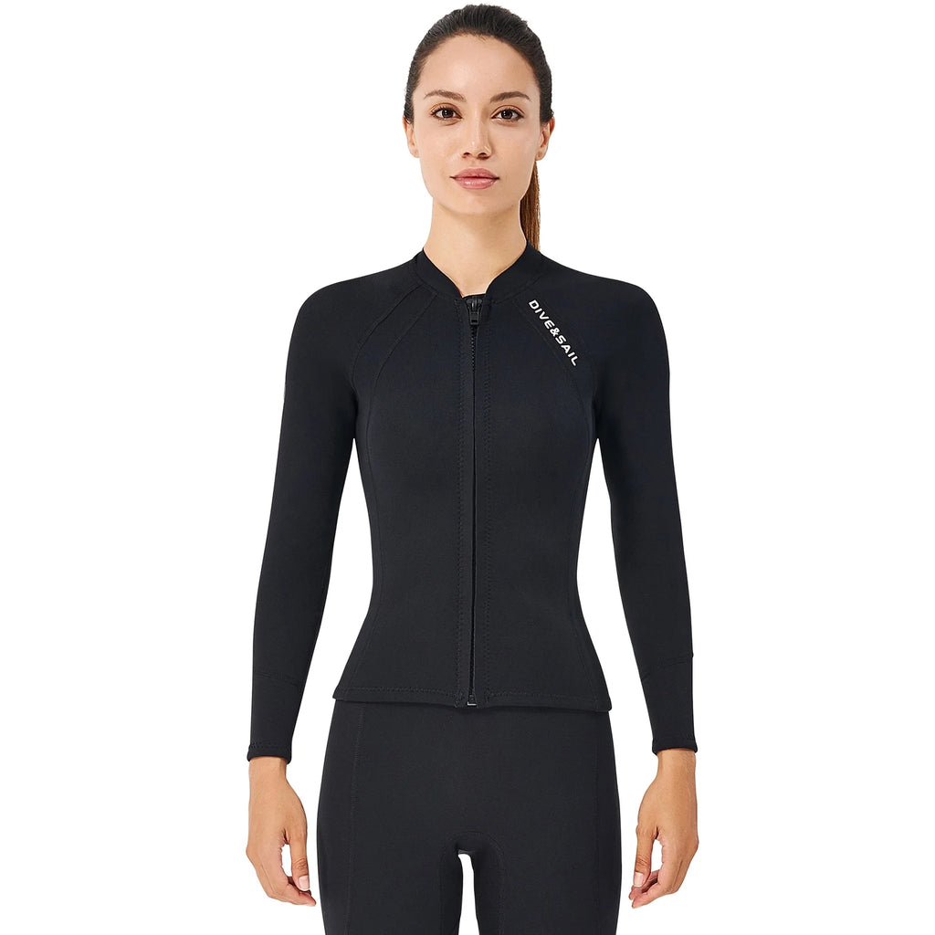 2mm Neoprene Front Zipper Wetsuits Jacket Long Sleeves N2467