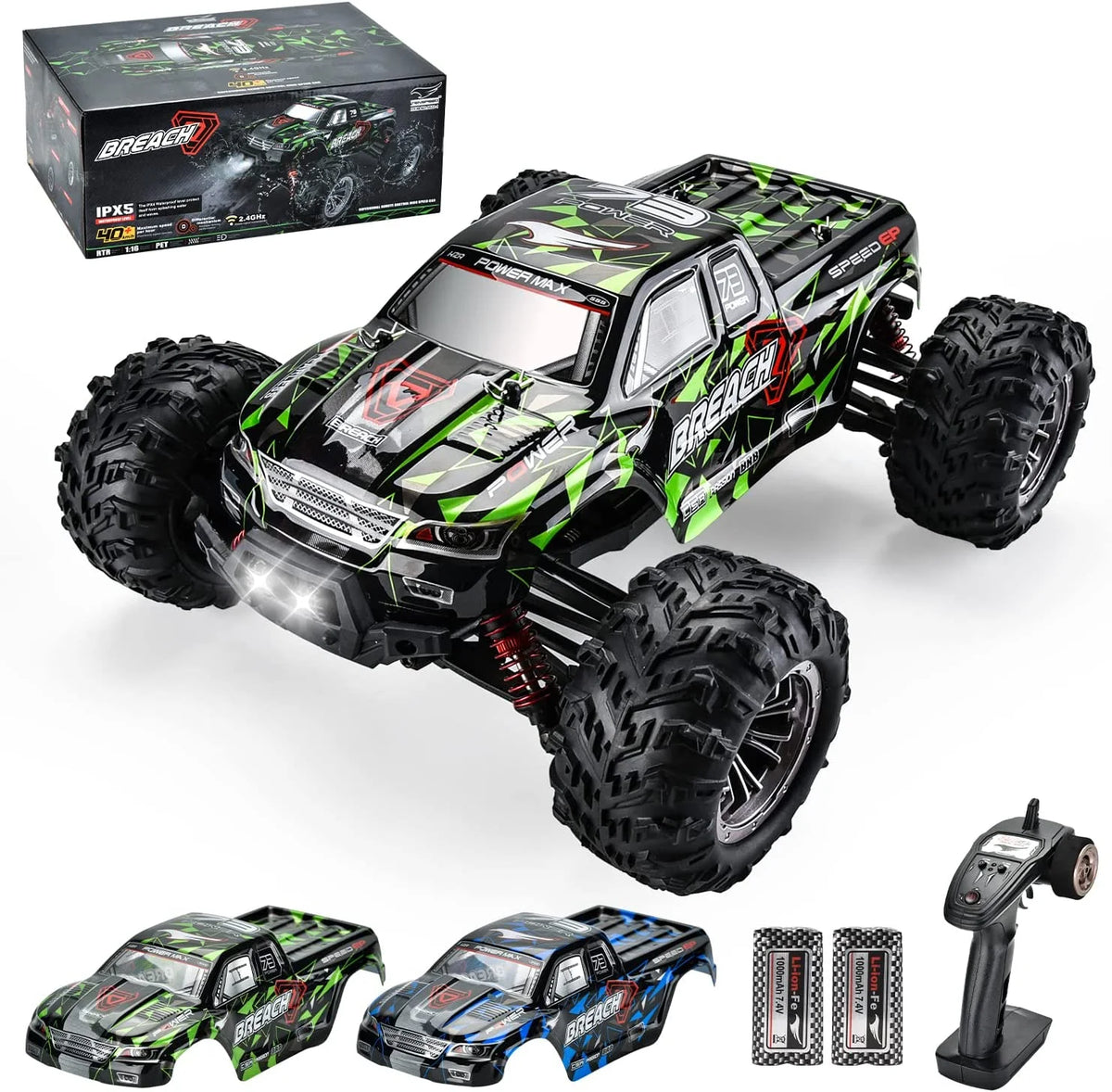 4WD 40+ KM/H RC Monster Trucks with 2 Rechargeable Batteries R661662