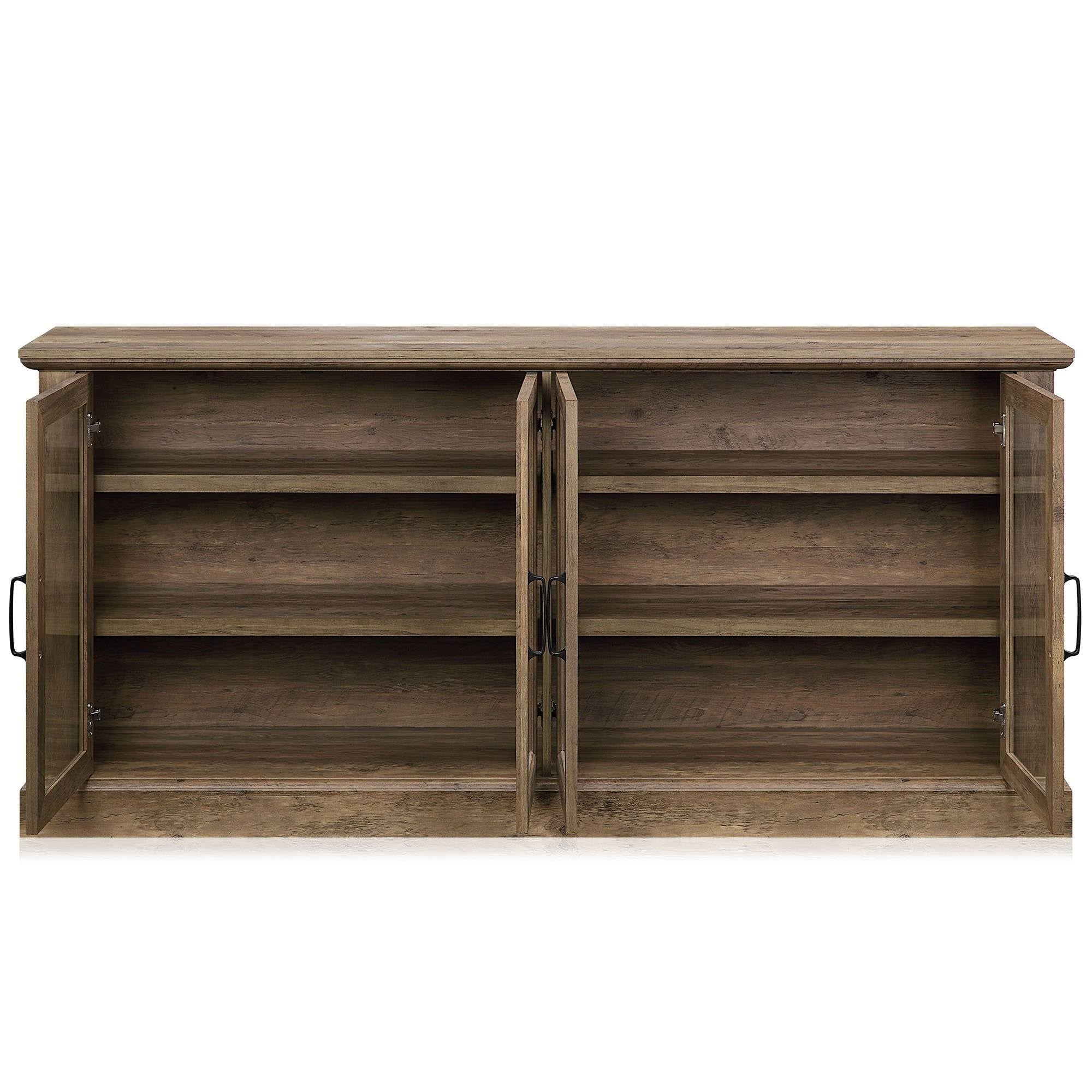 Rustic Grey 4 Door Wood Sideboard Cabinet U764