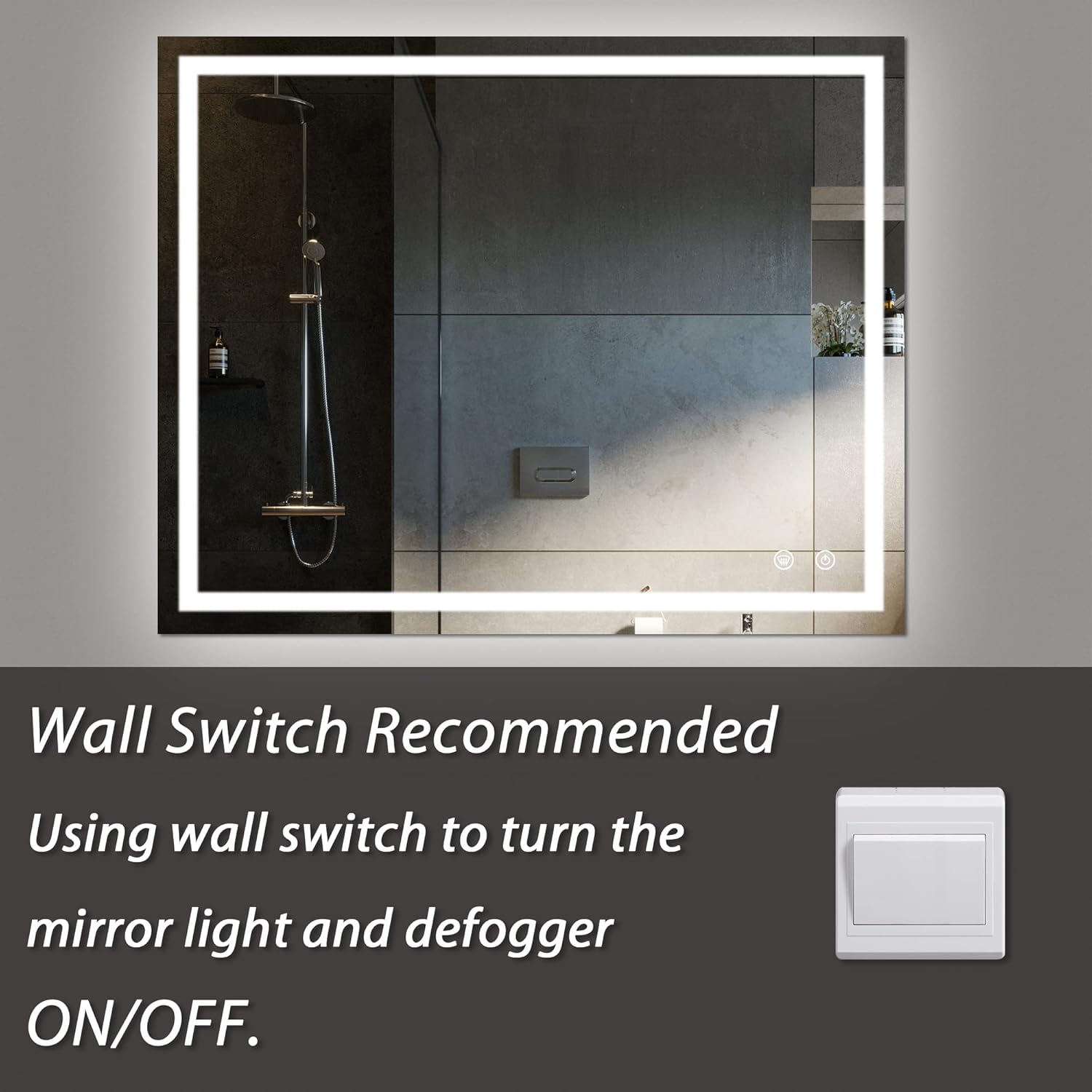 LED Bathroom Vanity Mirror 40 x 32 Inch, Dimmable, Anti-Fog, Wall Mounted D11816